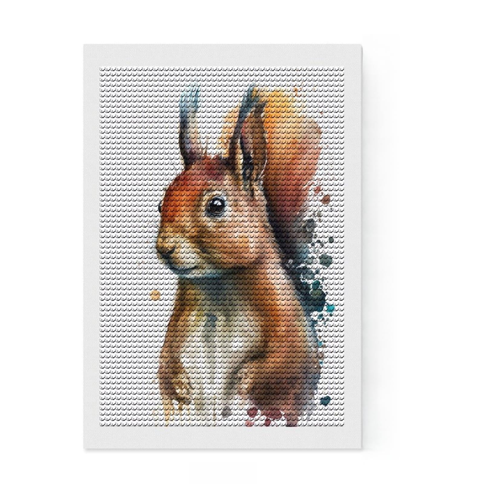 Junmoney Squirrel in Watercolor Diamond Painting Kit 8"x12", Gift Idea, Stress Relief Craft, DIY Craft, Farmhouse Decor, Vintage Style Decor