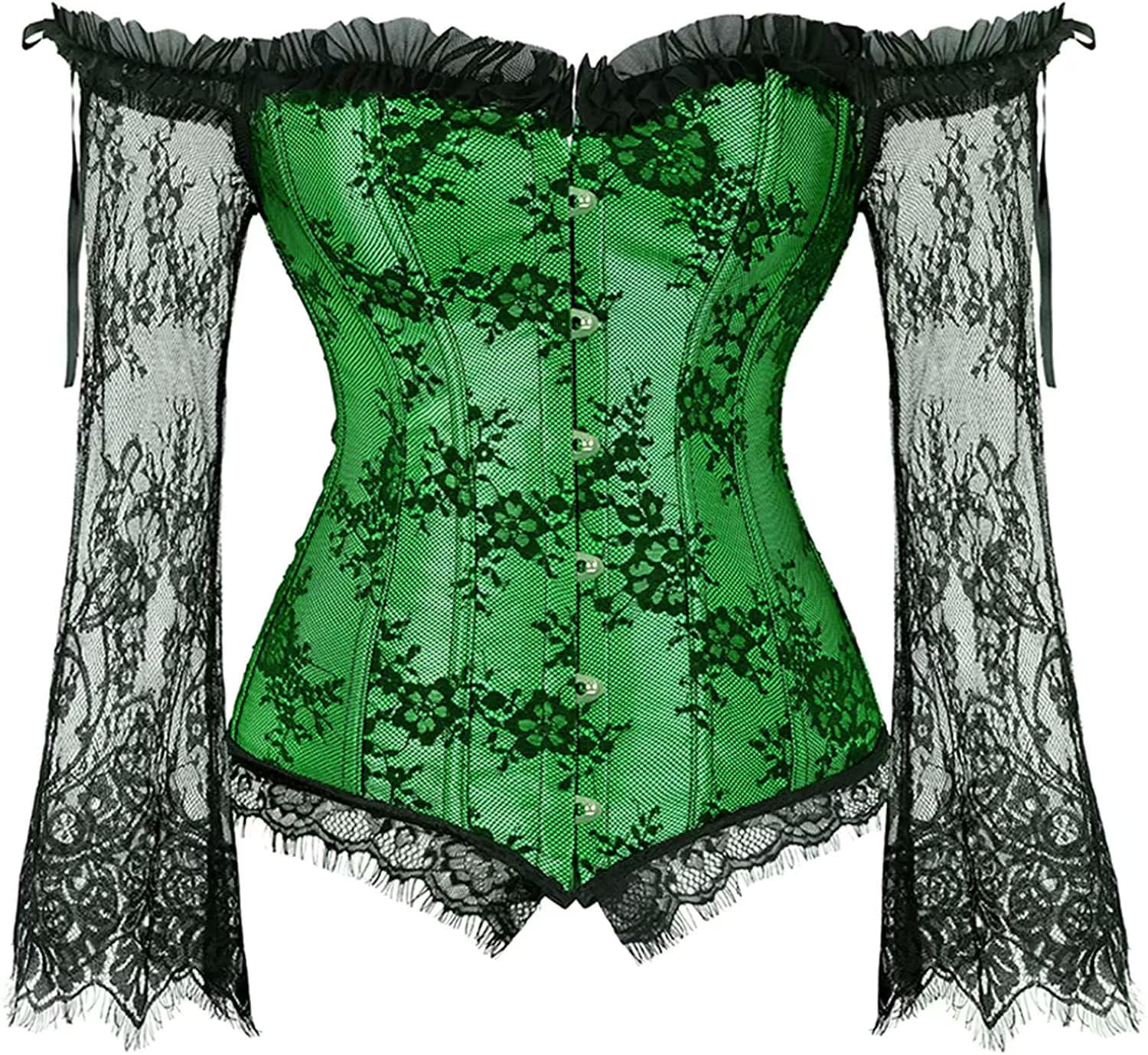 Women's Lace up Gothic Jacquard Shoulder Straps Tank Overbust Shaper Corset Bustiers Top