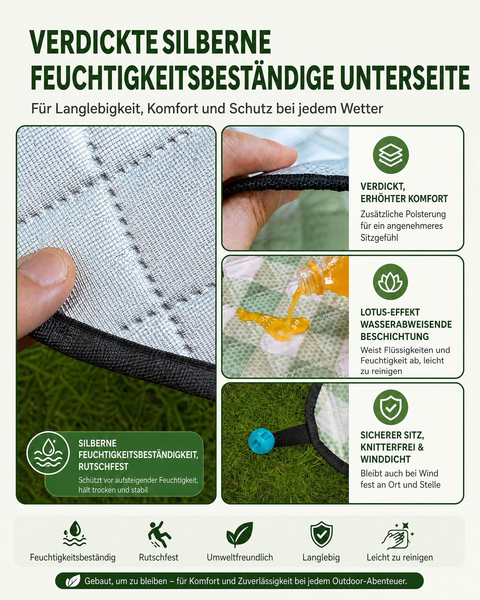 Extra Dick Picknickdecke Wasserdicht Mit Aufbewahrungstasche Stranddecke