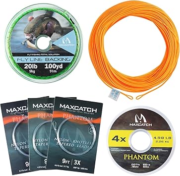 Maxcatch Fly Fishing Line Combo Kit, Weight Forward Floating Line with Two Welded Loops, Backing Line, Tapered Leader and Tippet