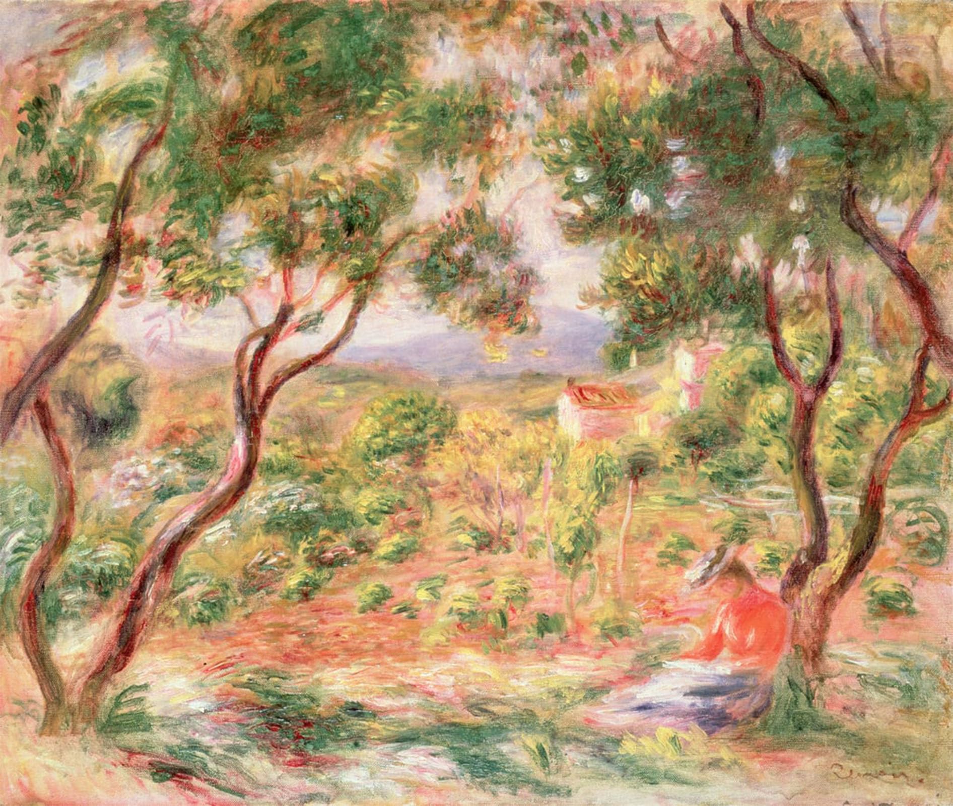 POSTERIIk Famous Modern Artwork Art Mural the Vines At Cagnes by Pierre Auguste Renoir Oil Paintings Pictures for Home Decor 60x90cm