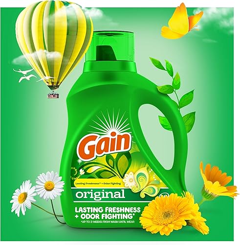 Vista 29 de Gain + Aroma Boost - Detergente líquido para ropa, aroma original, 78 cargas, 113 onzas líquidas, compatible con lavadoras de alta eficiencia