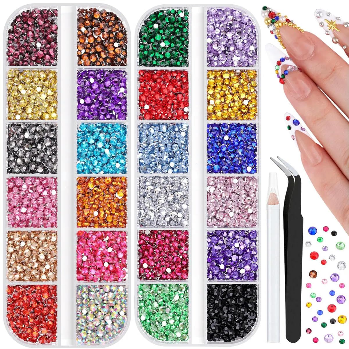CIVIOOH 5000Pcs Small Resin Rhinestones for Nail Art, 2/3MM Flatback Bedazzling Nail Gems, Nail Rhinestones Charm