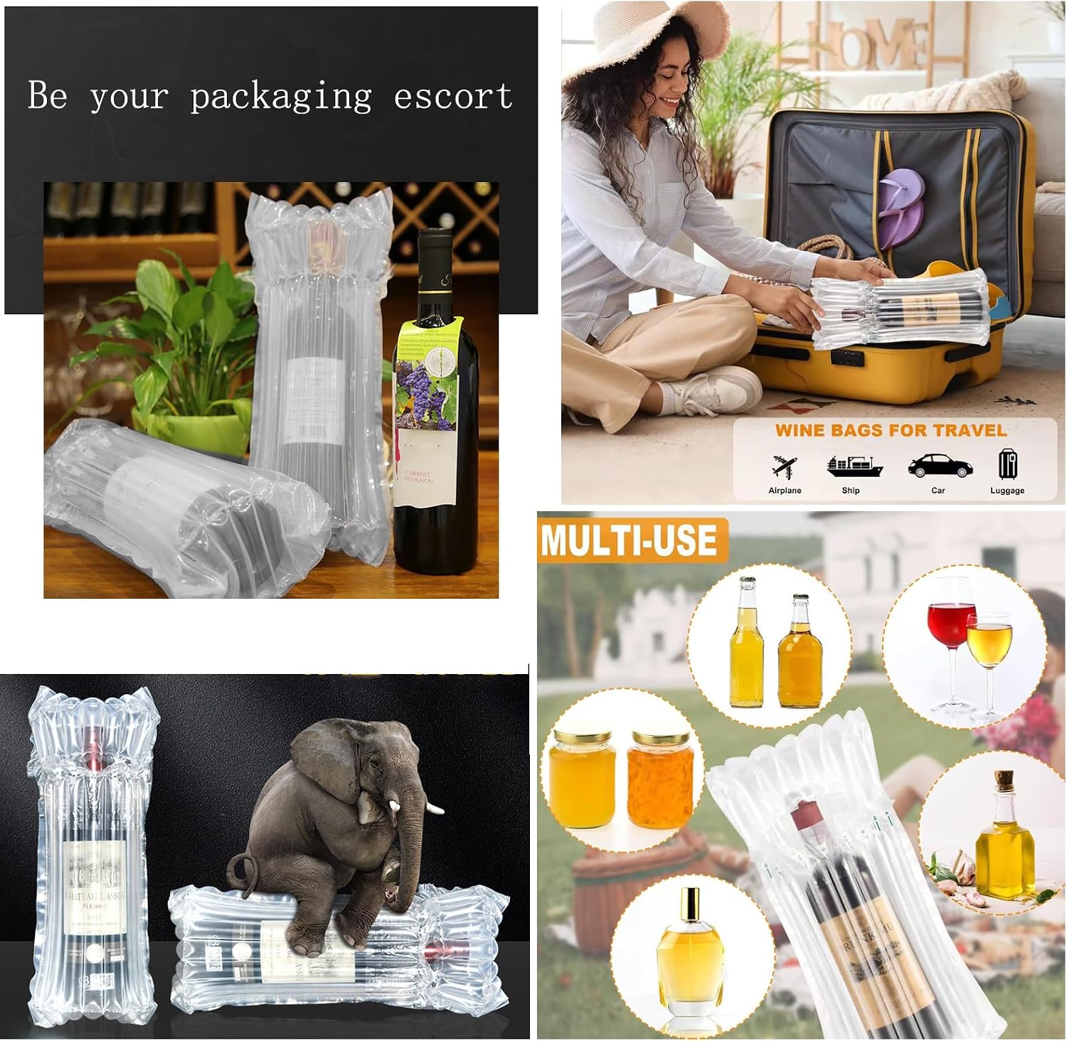 Wine Bottle Travel Protection Bag 100pcs Red Wine Inflatable Air Column Pad Packaging, with Air Pump for Transport Packaging Move of Fragile Items Such