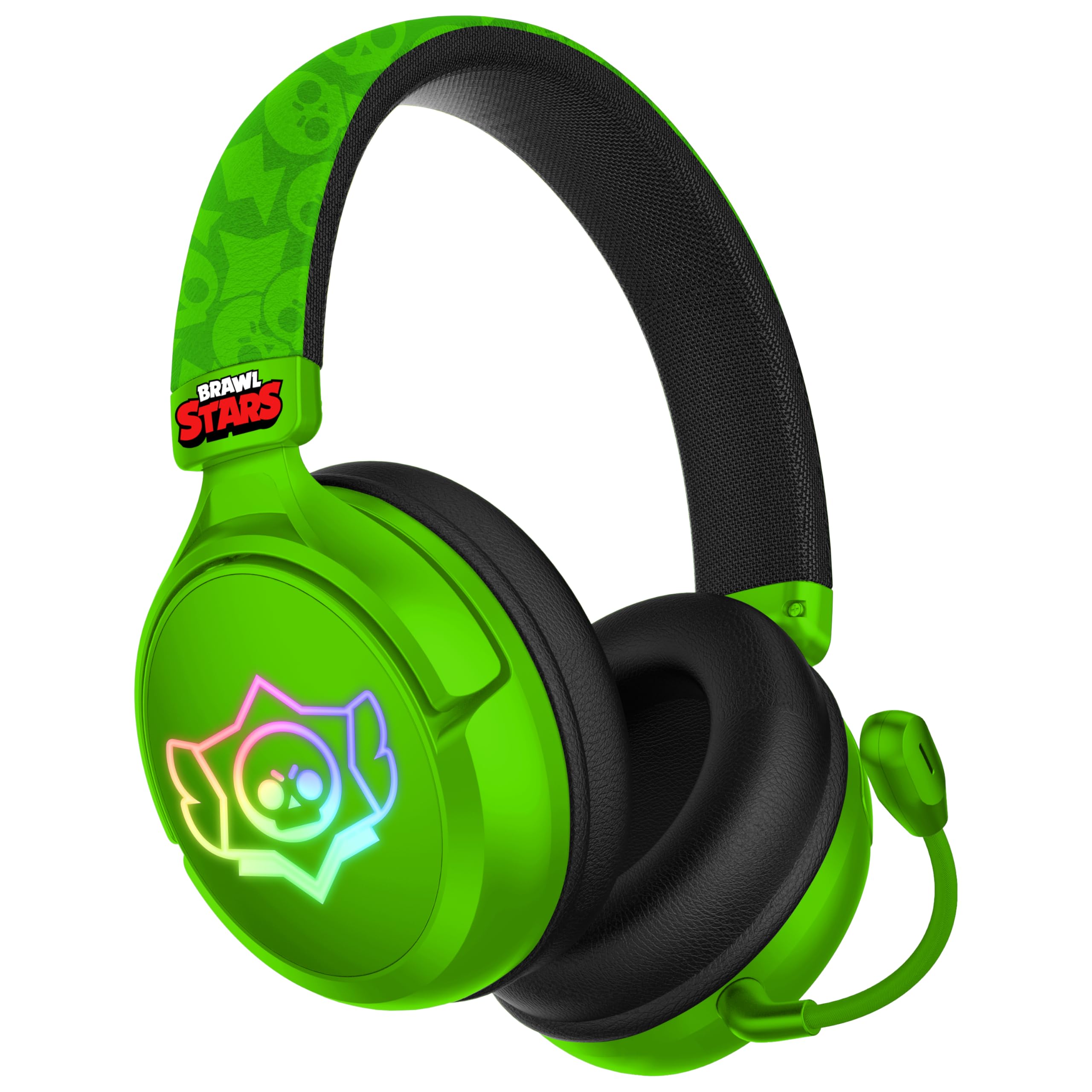 Subsonic - Auriculares Inalámbricos para Juegos Brawl Stars con LED y Micrófono Extraíble. Auriculares Bluetooth para Juegos - Compatibles con Todas Las Consolas, PC, Tabletas y Smartphones - Verdes
