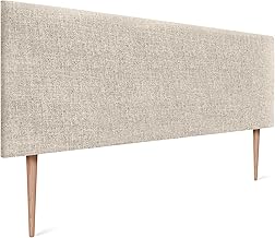 DHOME Tête de lit tapissée en lin naturel uni 160 x 105 cm avec pieds (lits 150/160)