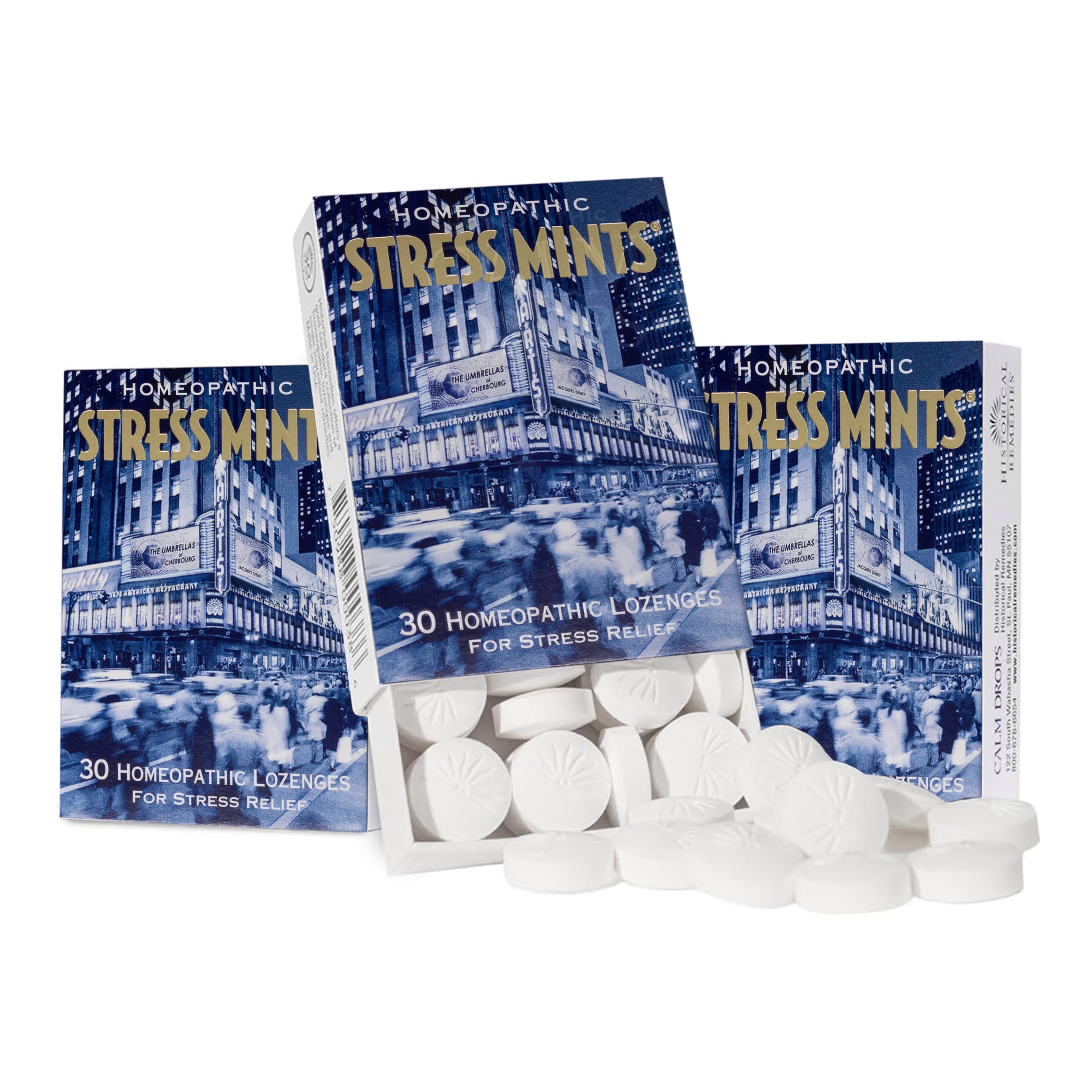 Stress Mints (3 Pack) | Homeopathic Lozenges to Aid Stress & Digestion, Organic Peppermint Flavor, Vegan & Gluten-Free, Non-Habit Forming