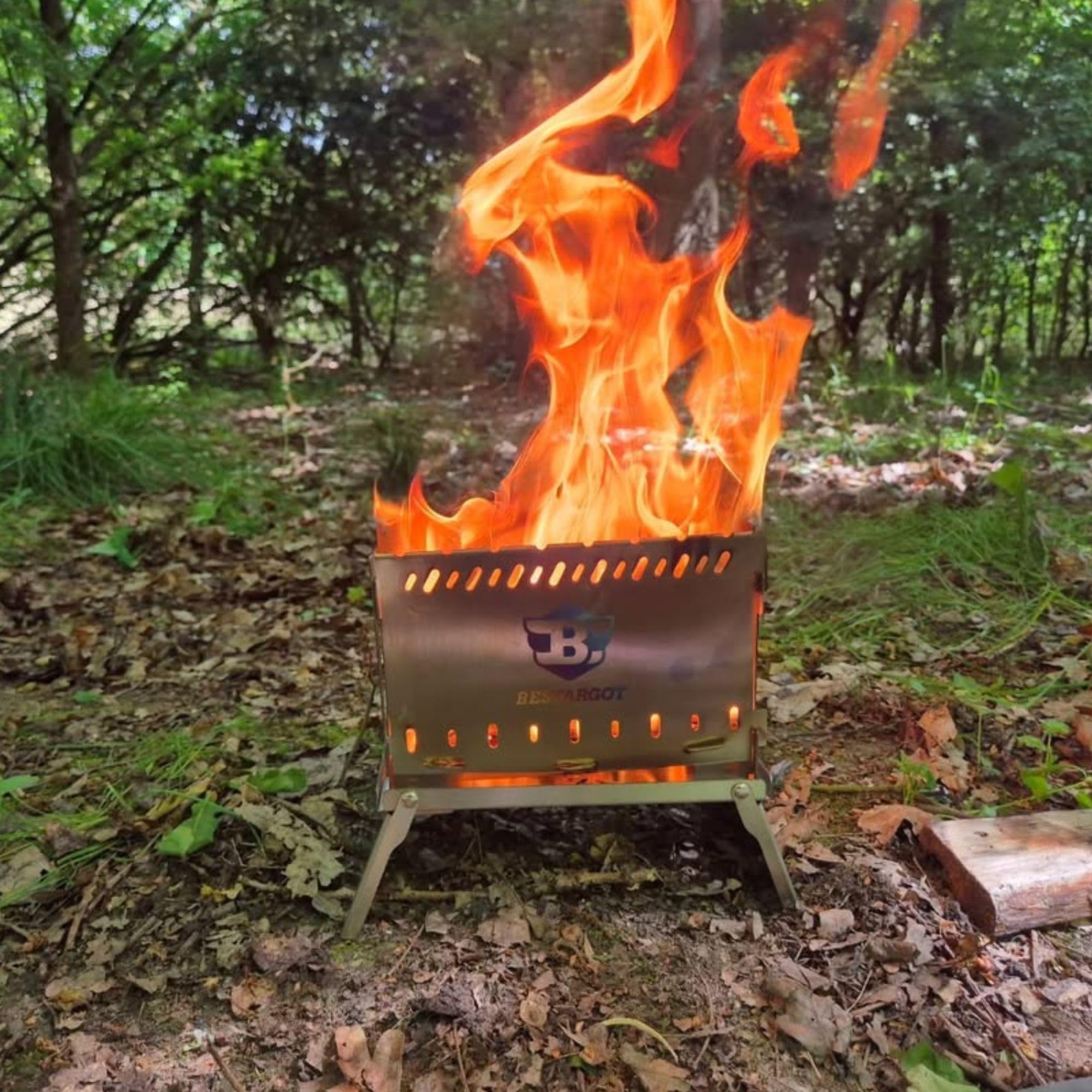 Bestargot Hobo Kocher Camping Holzofen mit Brennerrohr und Feuerfeste Tasche, Tragbarer Campinggrill, Steckbarer Campingkocher für Grillen und Kochen, Outdoor Kocher für Camping Balkon Garten