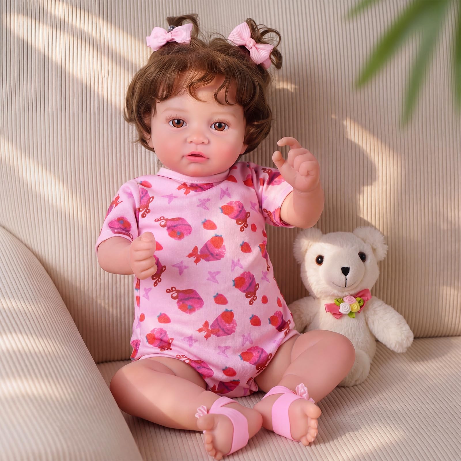 BABESIDE Reborn-Baby 20 Zoll Mädchen, Lebensechte Babypuppe Offene Augen | Realistische Reborn Puppe mit Weichem Stoffkörper und Vinylgliedmaßen, Zubehör Set, Geschenk für Kinder ab 3 Jahren