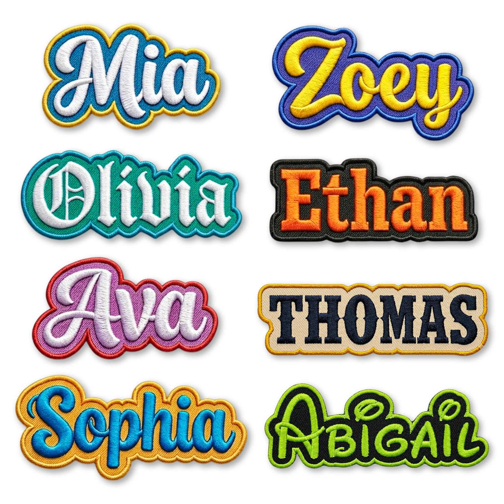Custom Embroidered Name Patches, Personalized Text Iron On Sew On
