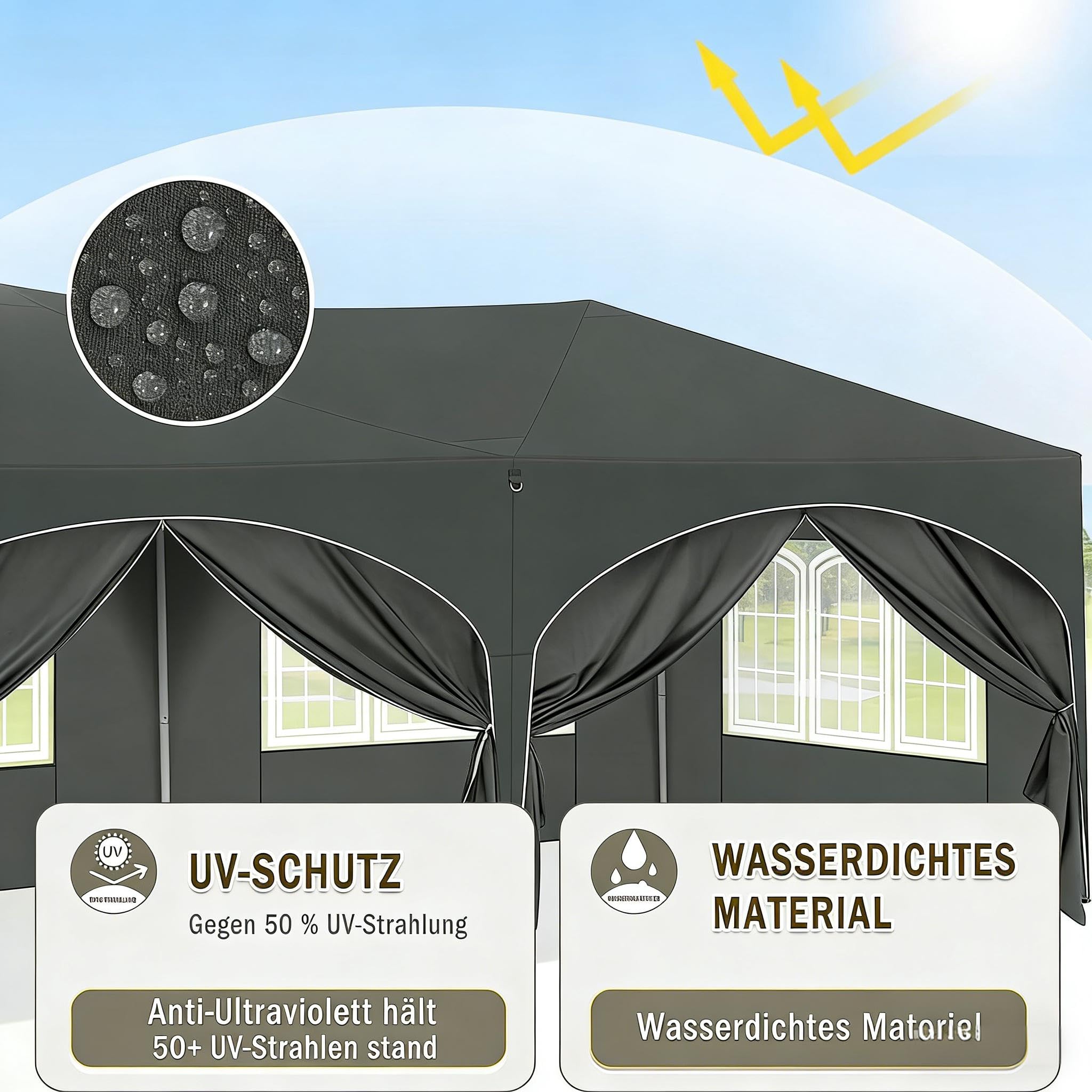 Carport - Tienda de campaña de 4 x 6 m, resistente al agua y a los rayos UV, estructura de acero estable para coches, SUV y caravanas, ideal para patio, terraza, comercial y puesto de mercado