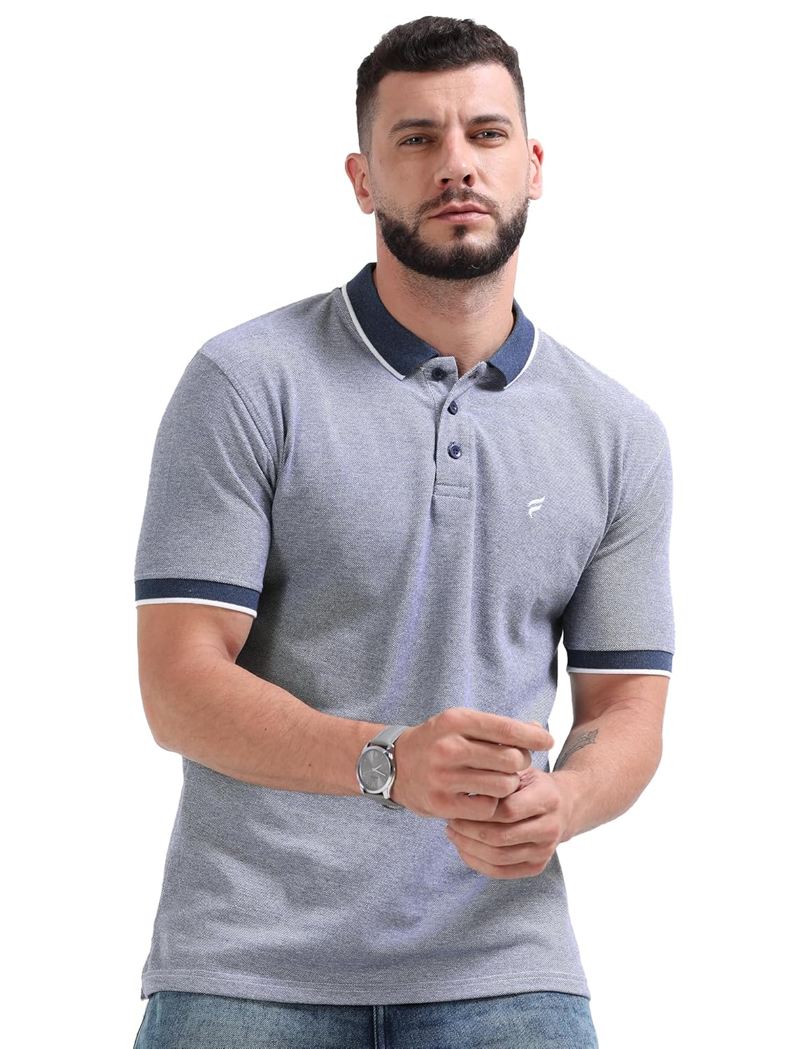 fanideaz Mens Half Sleeve Cotton Bird Eye Textured Branded Polo T-Shirt for Mens Stylish Tshirt for Men Regular fit Half Sleeve Classic Collar Polo Tshirt