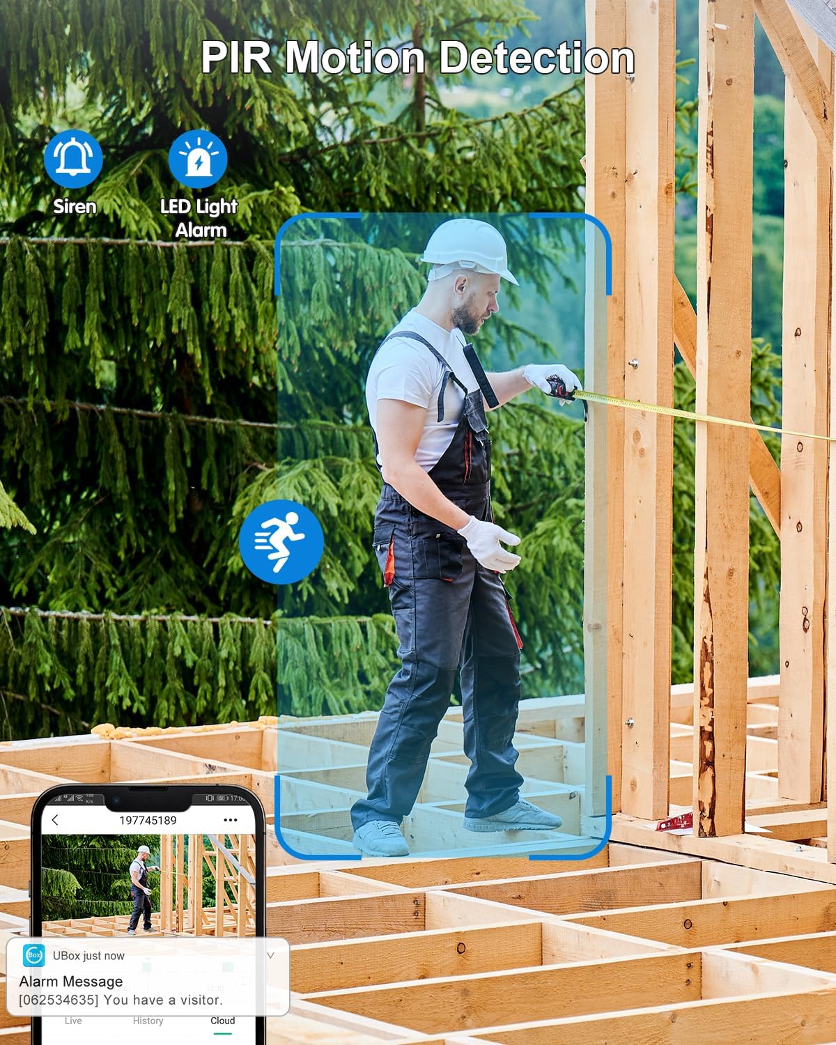 Xega 4G LTE Cellular Security Camera with Built-in Sim Card, Solar Powered Wireless Outdoor Security Camera, 2K Super HD PTZ 360° View PIR Motion Detection, Color Night Vision, 2 Way Talk, IP66 - Image 5