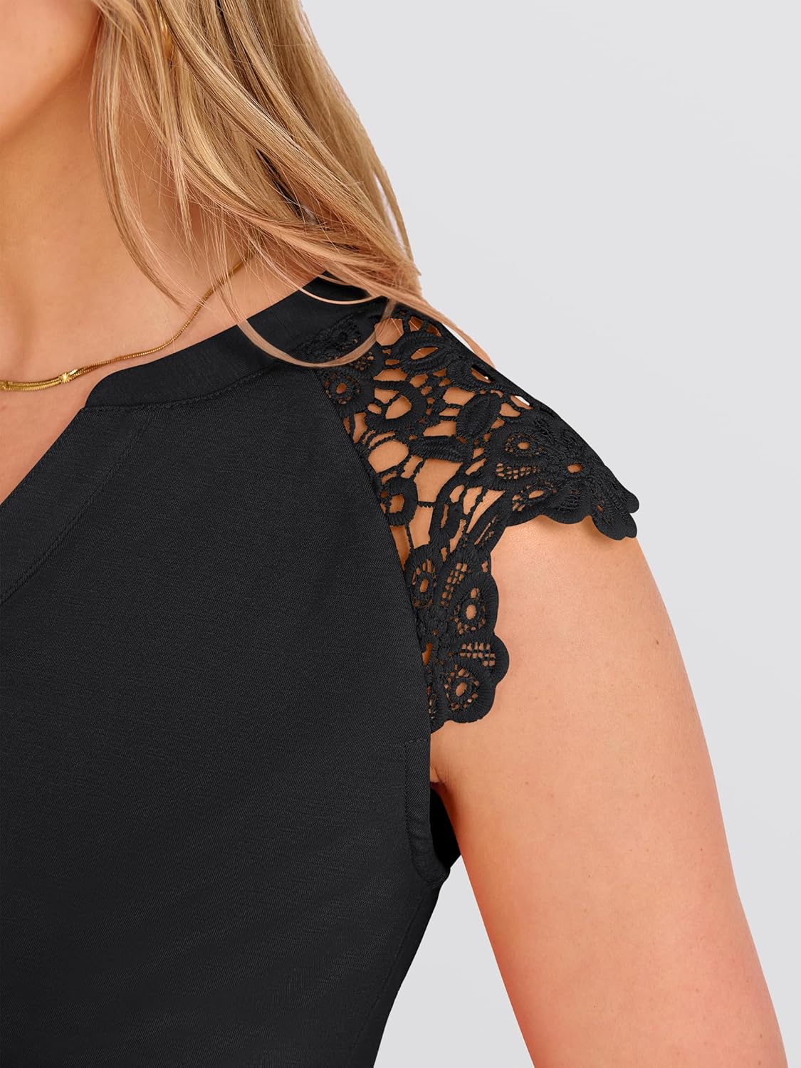 ANRABESS Womens Tops Dressy Casual Lace Cap Sleeve Henley Shirts Summer Sleeveless Button Up Blouses 2026 Spring Outfits - Image 6