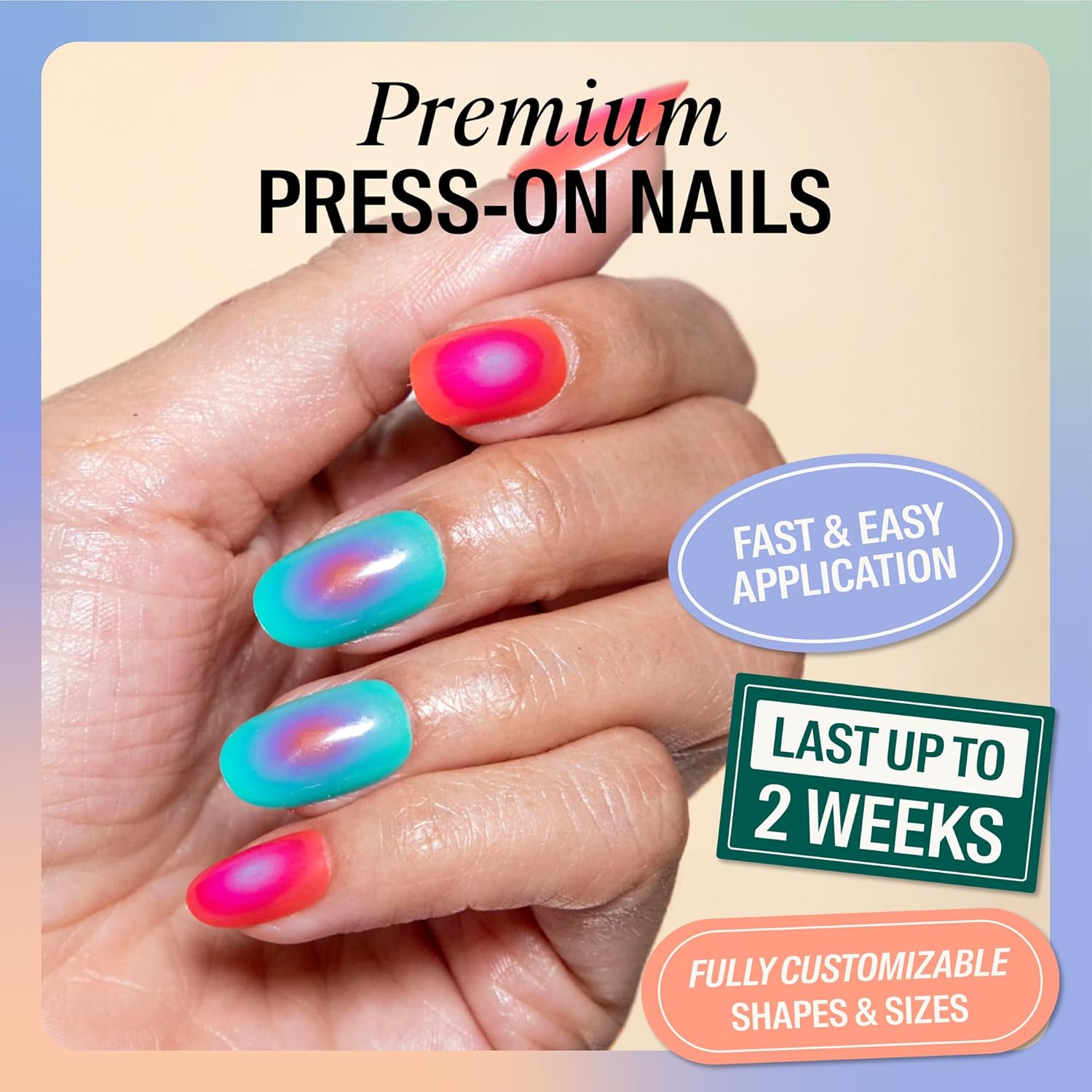 Chillhouse - Chill Tips, Press on Nails Kit - Mood Ring (Oval) - 30 Nail Shapes & Sizes - Up to 2 Weeks of Wear - Customizable Fit - Reusable - Latina Founded & Women Owned - Beauty & Self Care - Image 2