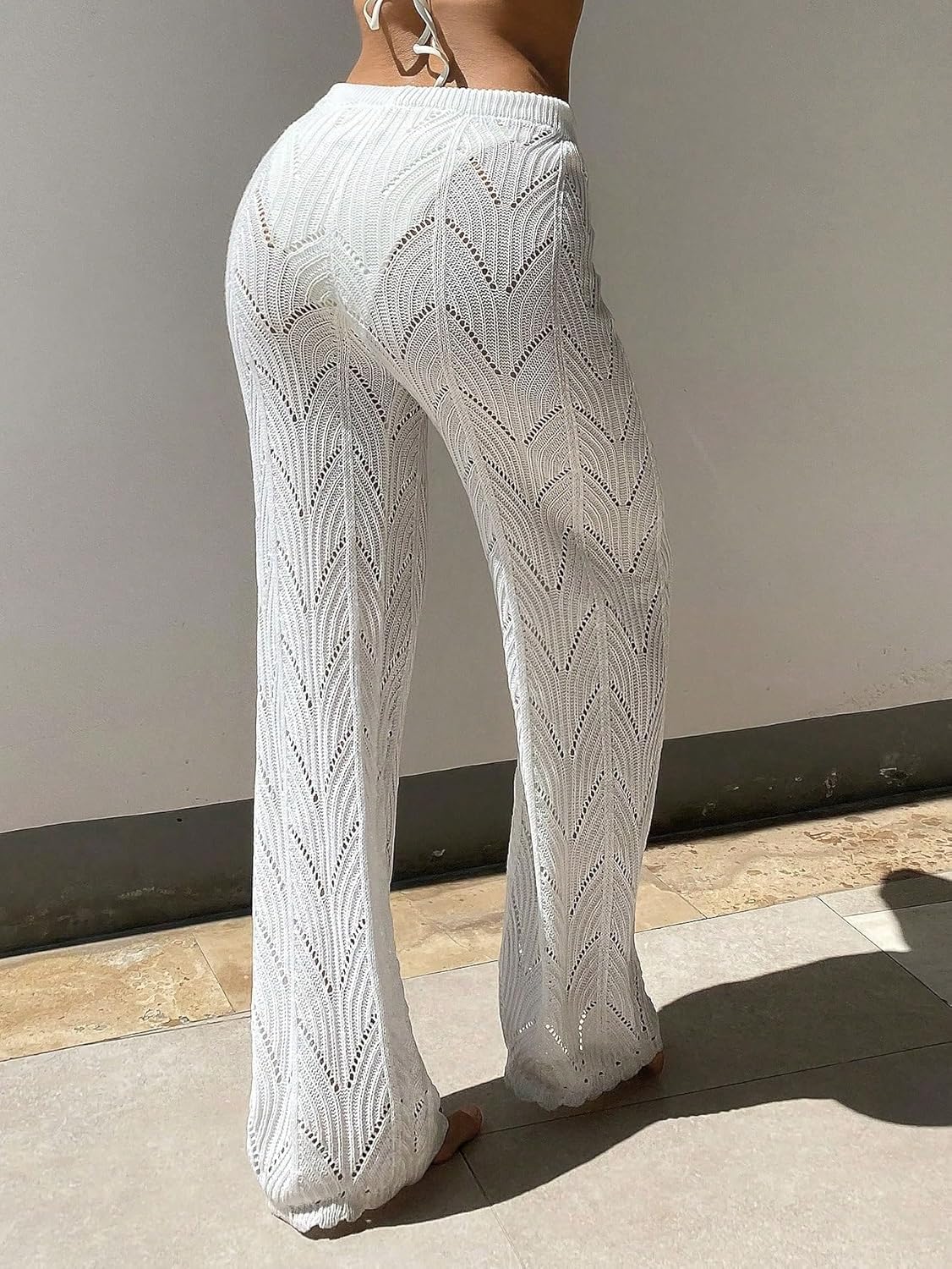 swimsuit coverup for women Summer Beach Drawstring Waist Knit Cover Up Pants