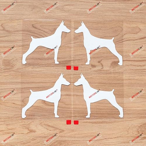 Doberman Pinscher - Calcomanía de vinilo de perro y cachorro, imágenes de espejo invertidas, 2 pares blancos, 4 pulgadas, estilo A para auto, barco,