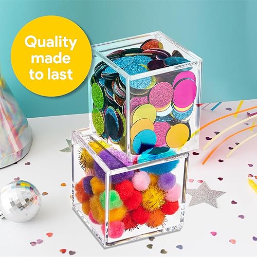 Miniatura 7 de Hammont Caja de acrílico transparente con tapa con bisagras, pequeño organizador de plástico para oficina, escritorio, maquillaje, manualidades,