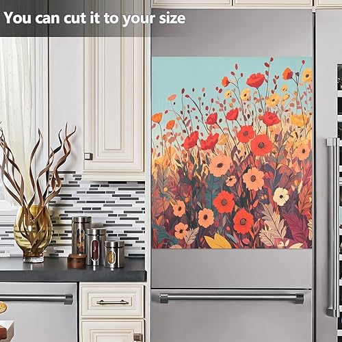 Miniatura 6 de Cubierta magnética para lavavajillas con diseño de flores de amapola otoñal, decoración frontal, para refrigerador, electrodomésticos, hogar