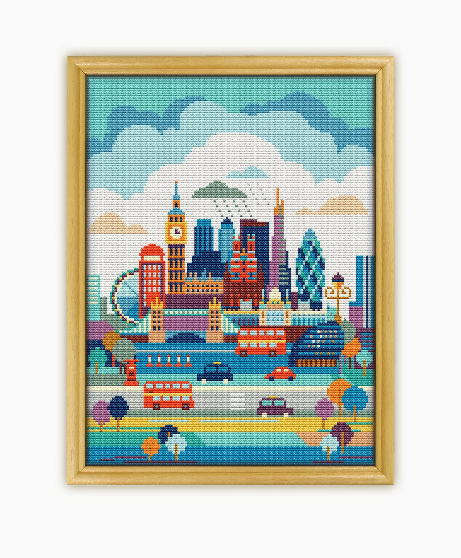 London England CS135-2 - Counted Cross Stitch KIT#2. Set of Threads, Needles, AIDA Fabric, Needle Threader, Embroidery Clippers and Printed Color Pattern Inside.