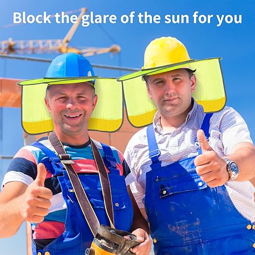 Miniatura 6 de Parasol de sombrero duro reflectante de alta visibilidad, visera de ala completa, malla para el cuello, se adapta a ambos cascos, sombreros duros
