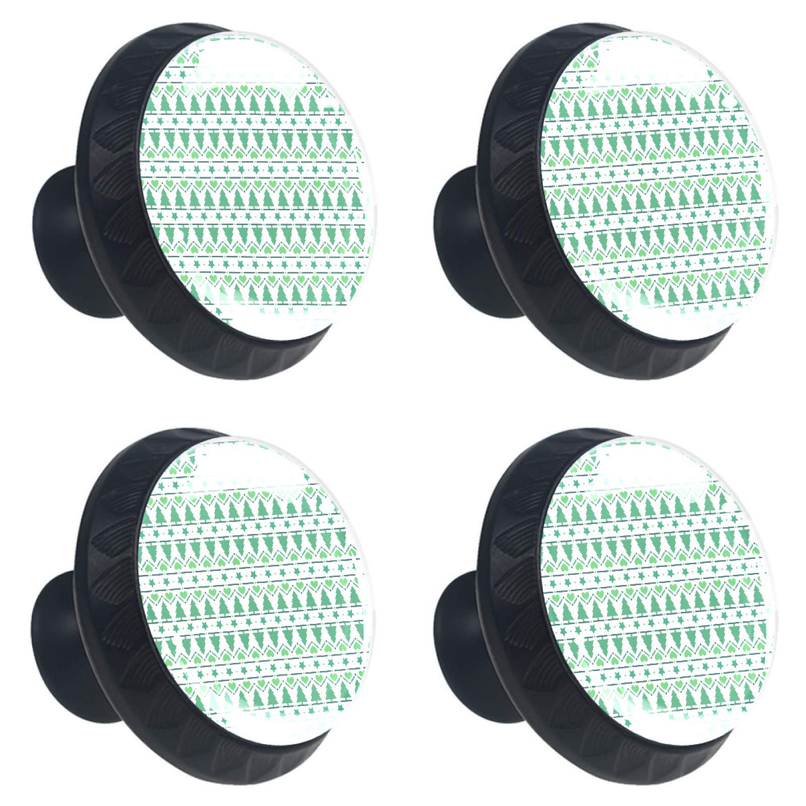 Boutons de tiroir en verre Noël (Lot de 4) - Poignées multicolores motif 01 pour meuble