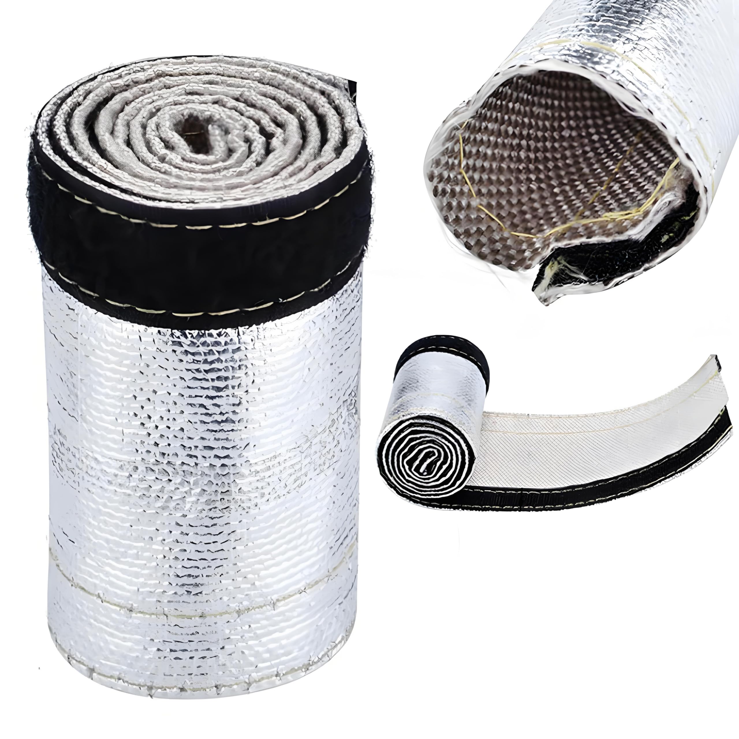 Izolowana rura metalowa, pokrywa Biała szara tuleja termiczna z aluminiowaną warstwą zewnętrzną 600x106mm do plecionych rur, przewodów paliwowych, kabli lub osłony termicznej