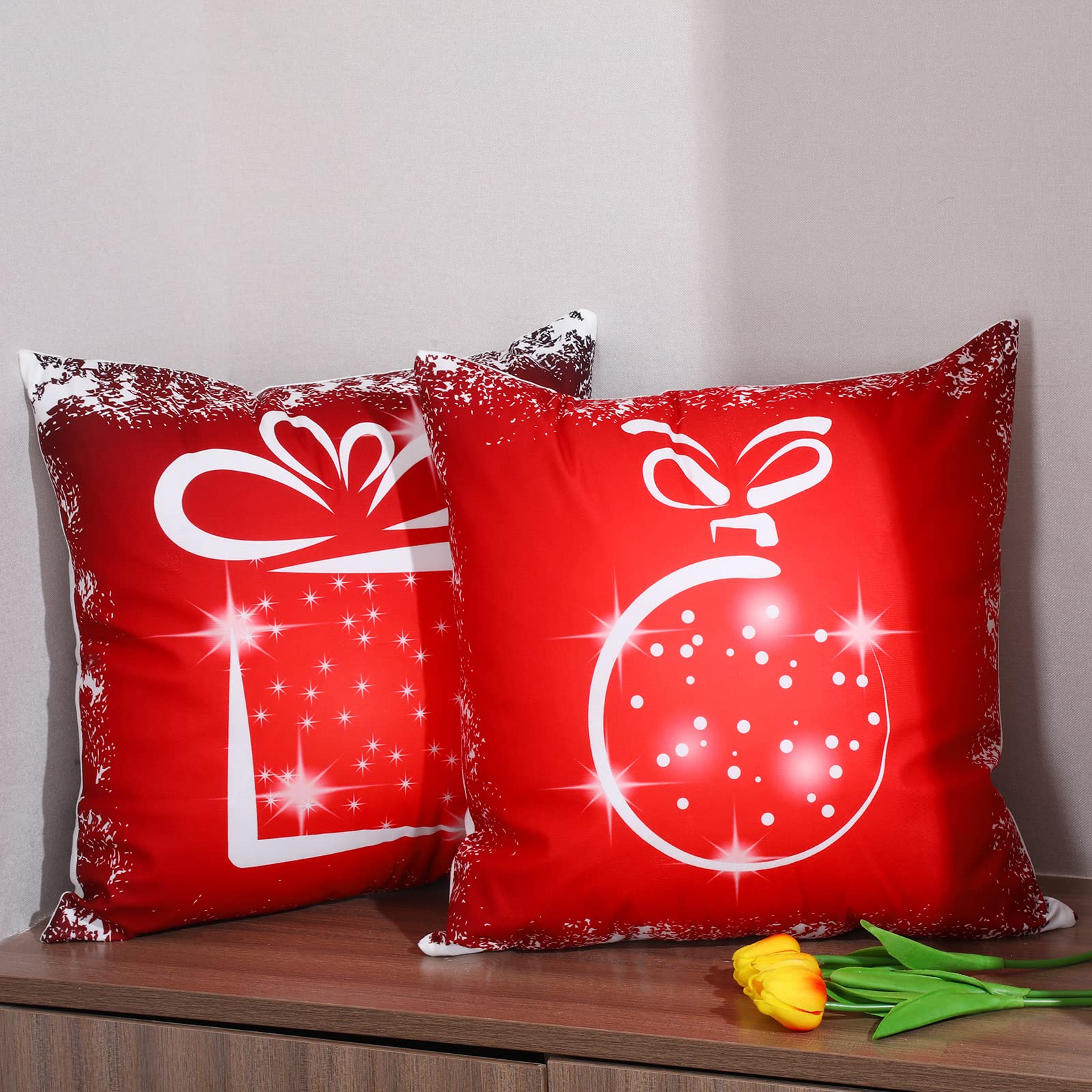 Kerst kussen vierkant fluweel (45 x 45 cm) Lucien Rood - Kerstdecoratie voor de woning