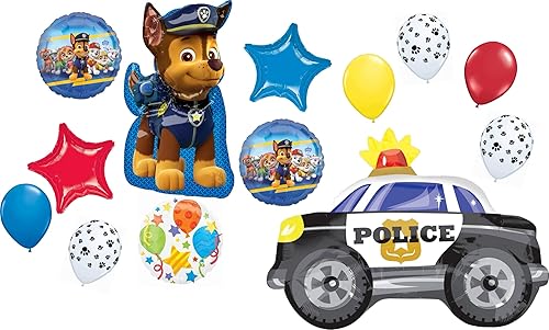 Anagram Paw Pups Chase and Police Car on Patrol - Suministros para fiesta de cumpleaños, decoración de ramo de globos