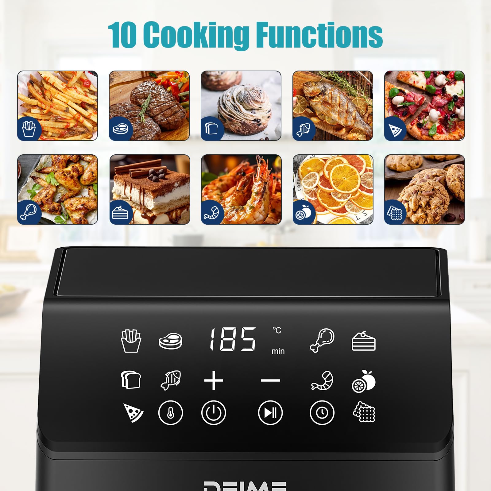 Amazon.com: DEIME Air Fryer 6.5 QT 12-in-1 Dual heating for 360