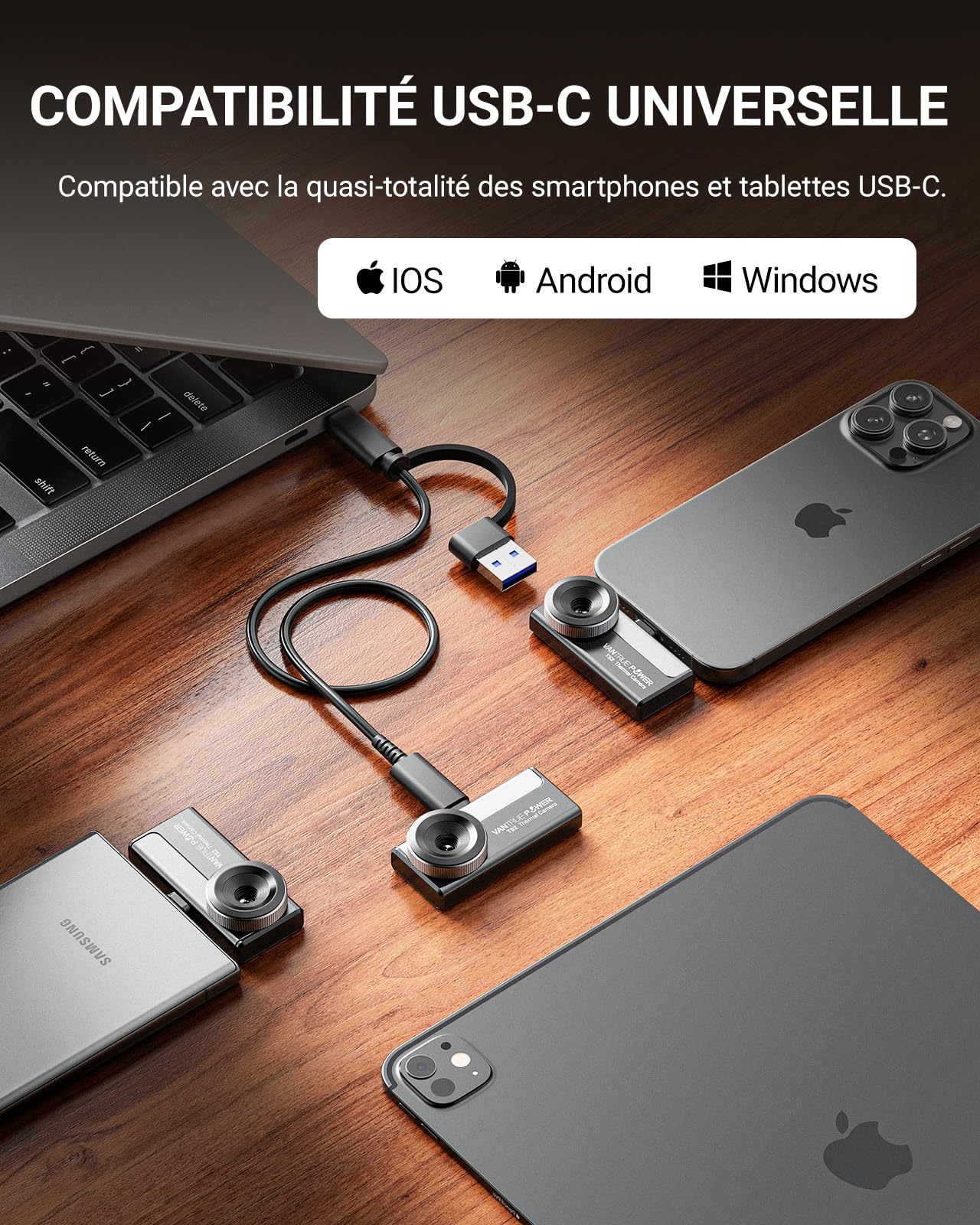 TS2 Caméra Thermique pour Android & iOS iPhone, Caméra Infrarouge avec Objectif Macro 8 mm à Mise au Point Manuelle, 512 x 384 Super Résolution, -20 °C à 550 °C, Inspection de Bâtiment