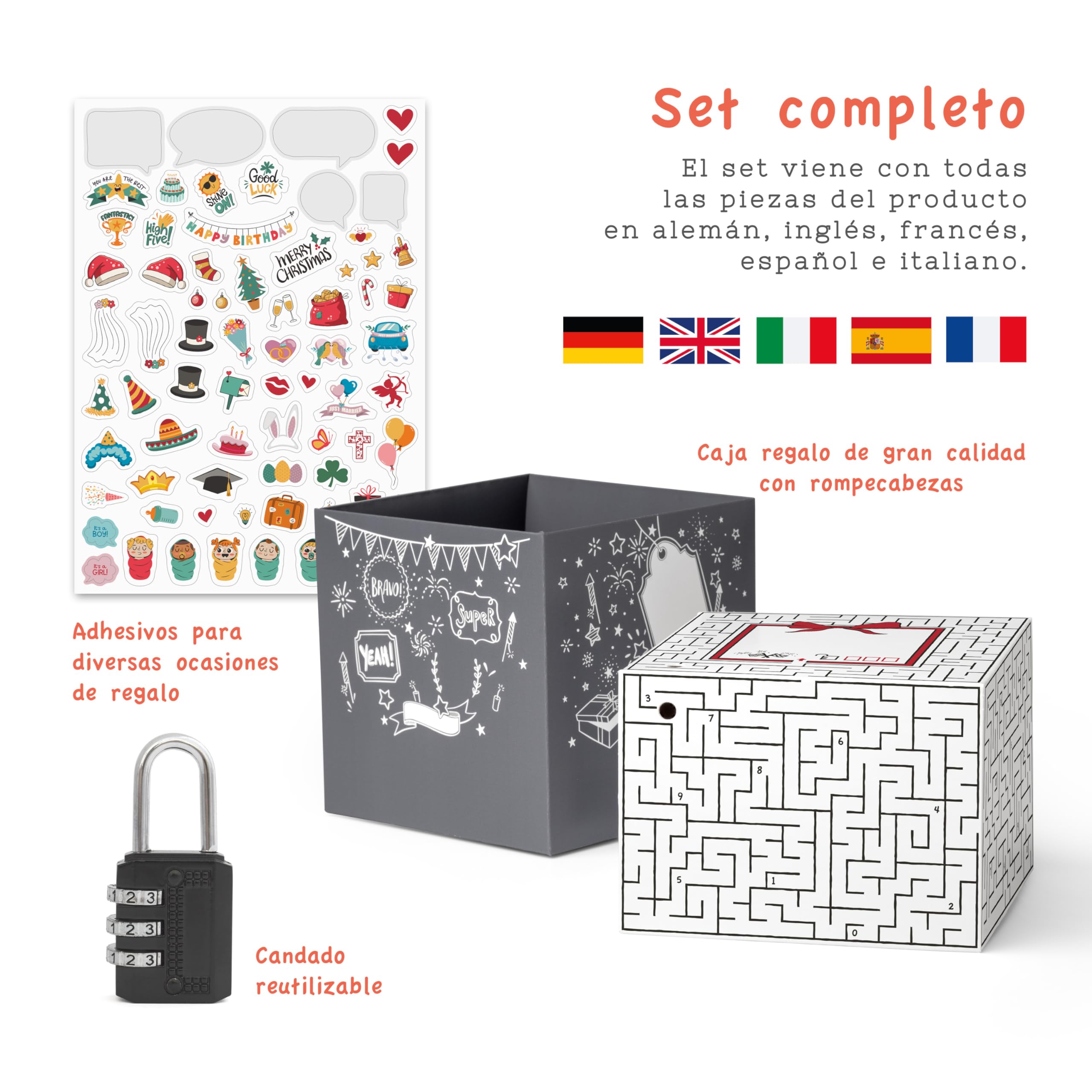 SURPRISA Caja de regalo, caja de rompecabezas, embalaje de regalo para vales, rompecabezas de laberinto, tamaño S (12 cm)