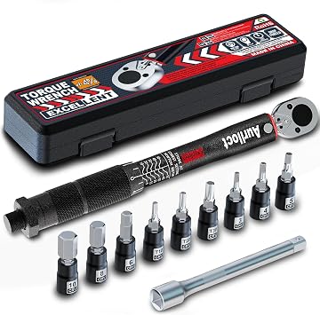 1/4 Inch Drive Click Torque Wrench, Torque Spanner Set 5-55 Nm, 72-Tooth, Including Extension Bar, High Precision   4% for Truck, Car, Tire Replacement, and Motorcycle Car Maintenance