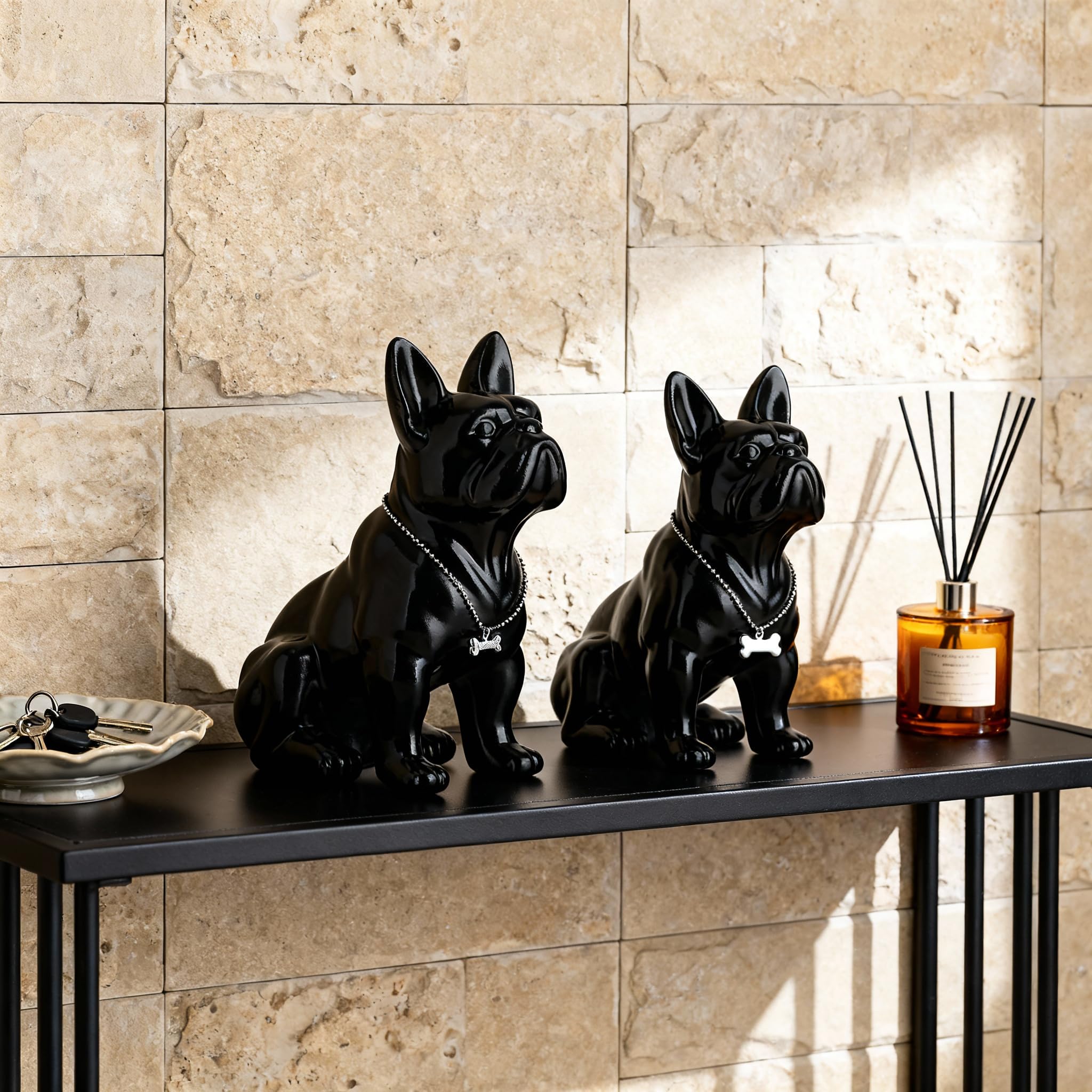 Amazon.co.jp: XYQXYQ French Bulldog Statue Metal Colorful Sitting