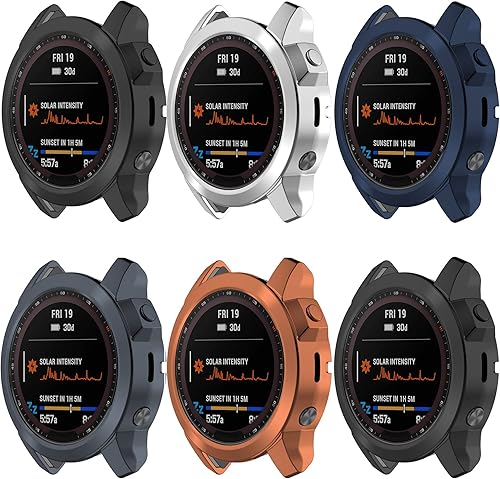 FitTurn Compatible con Garmin Fenix 7XFenix 7X SolarFenix 7X Sapphire Funda protectora solar para GM Fenix 7X 2.008 in Cubierta suave TPU Ultra-Slim