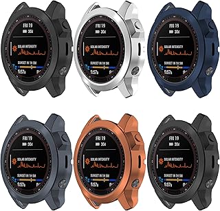 FitTurn Compatible with Garmin Fenix 7X/Fenix 7X Solar/Fenix 7X Sapphire Solar Protector Case for GM Fenix 7X 51mm Soft Cover TPU Ultra-Slim Protection Bumper (6 Colors)