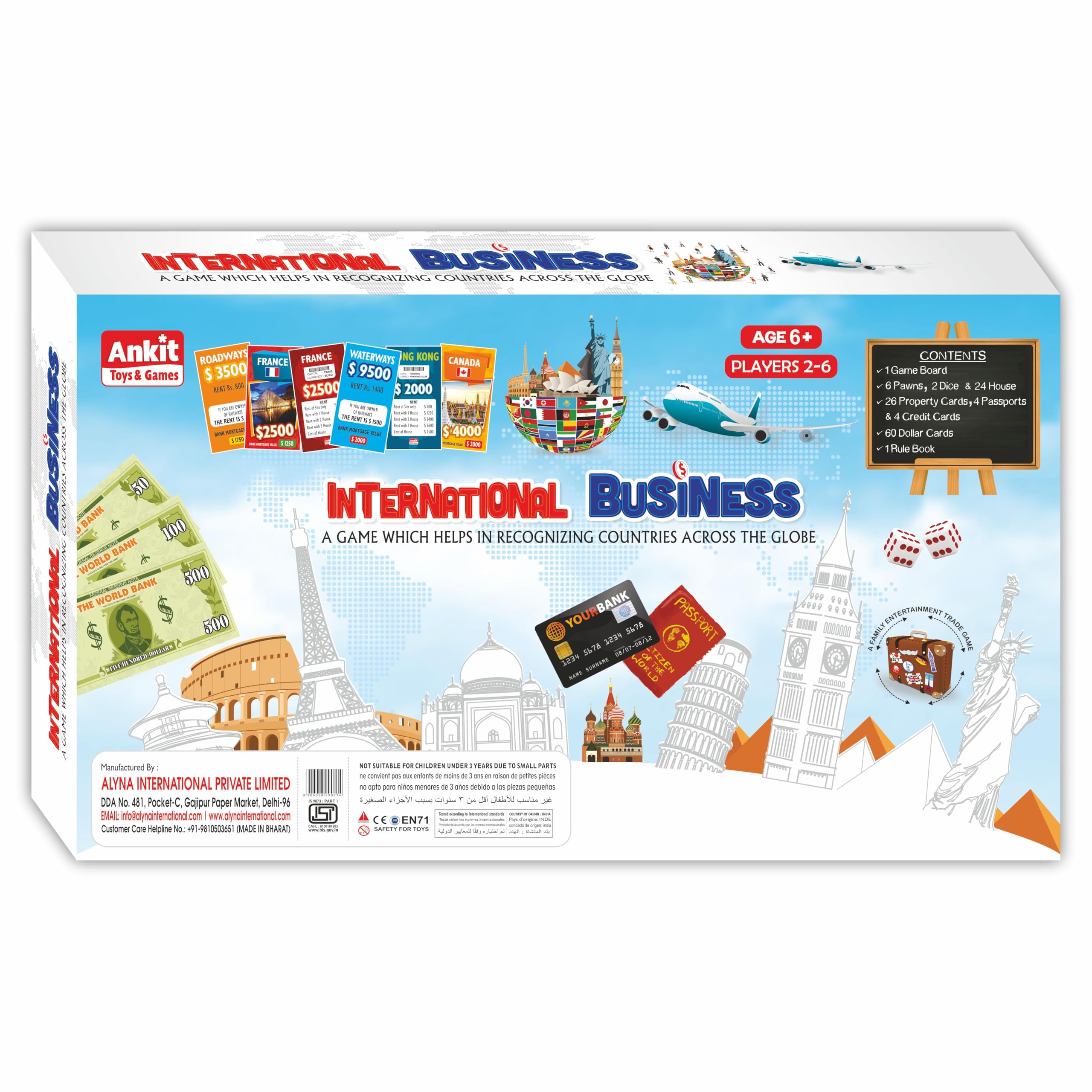 Ankit Toys & Games International Business Board Game for Kids and Adults, Classic Real Estate & Trading Strategy Game, Fun & Educational Business Simulation, Family and Learning Games — Age 6+