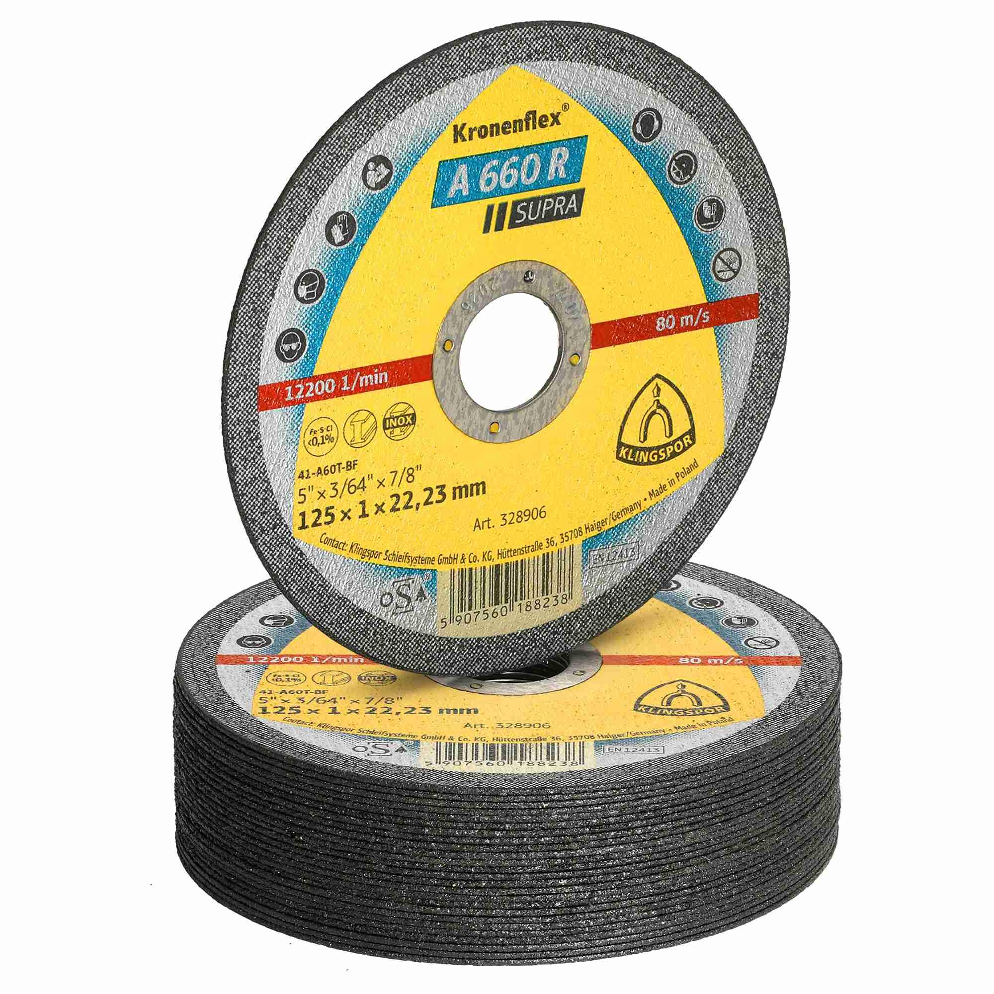 A 660 R - Discos de corte rectos (25 unidades, 125 x 1 x 22,23 mm)