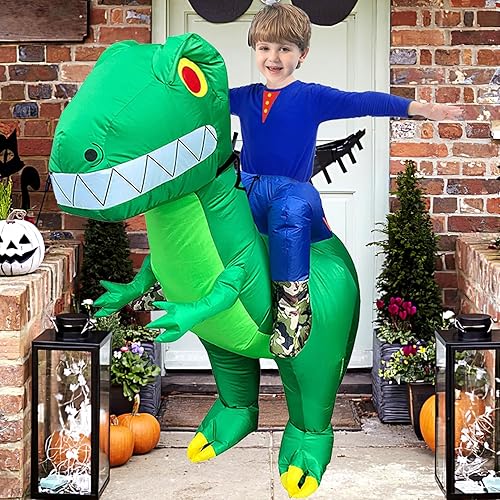 Miniatura 4 de Disfraz inflable de dinosaurio para niños, disfraz inflable de dinosaurio para niños, divertido disfraz inflable de Halloween para niños y niñas, de