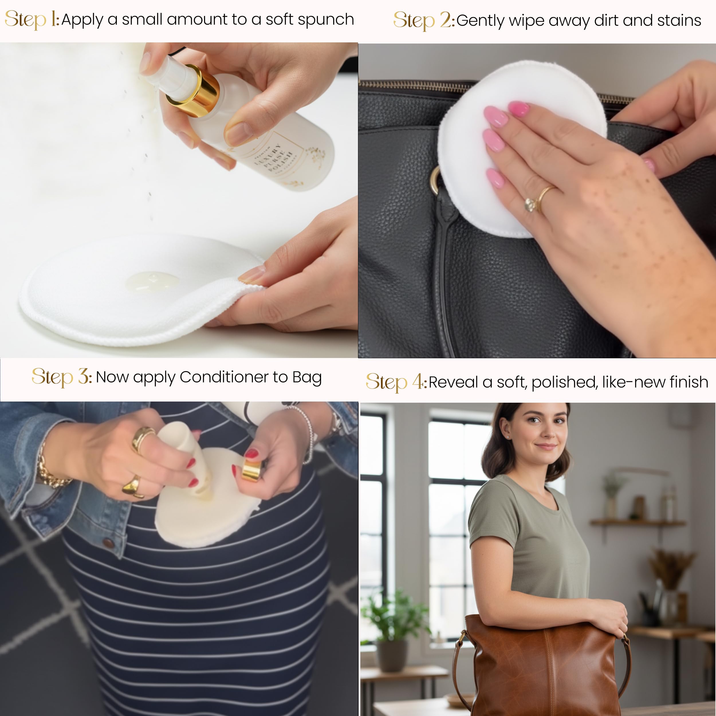 Limpiador y acondicionador de bolsos de cuero para bolsos, bolsos de diseño y bolsos de lujo, limpiador de cuero recomendado para bolsos y acondicionador de cuero para bolsos de mano por Combat
