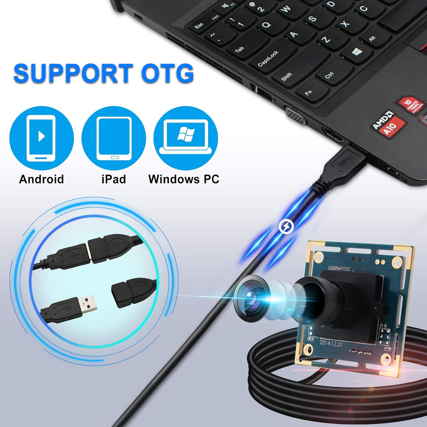 8 Magepixel USB Camera Module Super HD 3264X2448 Embeded USB Webcam for Industrial,Lightburn Camera PC Webcam for Linux Windows Android MAC OS Raspberry PI