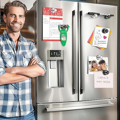 Miniatura 47 de VNDUEEY 12 imanes negros para nevera, imanes de pizarra blanca, imán pequeño y fuerte para pizarra, oficina, aula, cocina