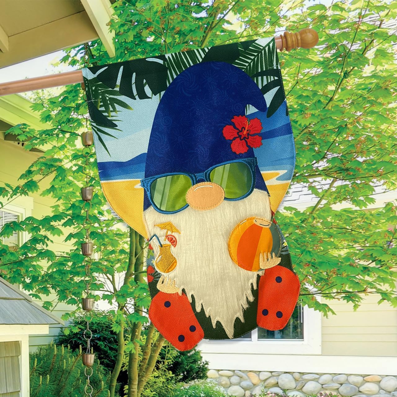 Briarwood Lane Summertime Gnome Burlap House Flag