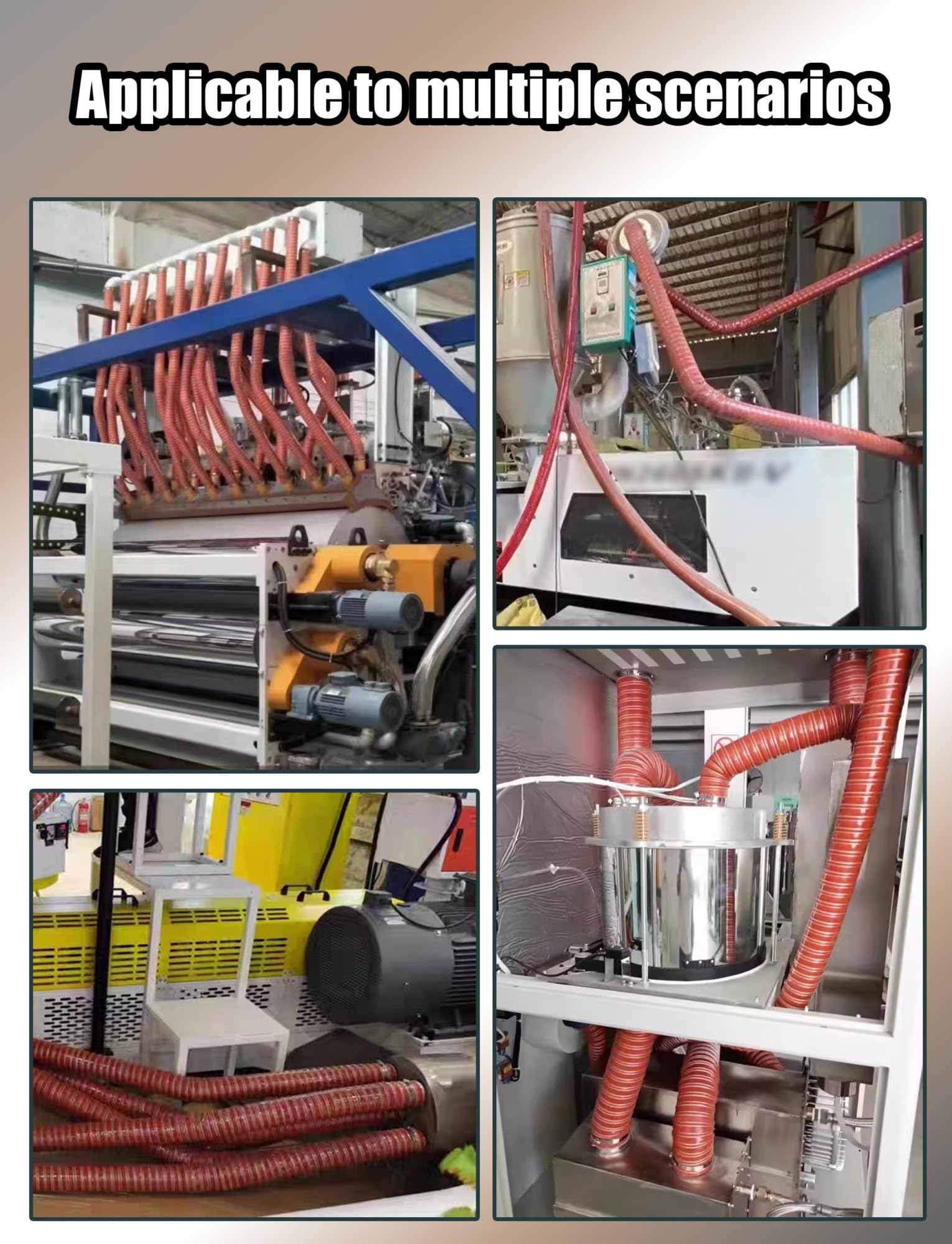 Manguera de conductos de silicona roja de alta temperatura | Conducto flexible de fibra de vidrio ignífugo reforzado con alambre de acero for uso industrial(1.77in/4.5cm,157.48in)