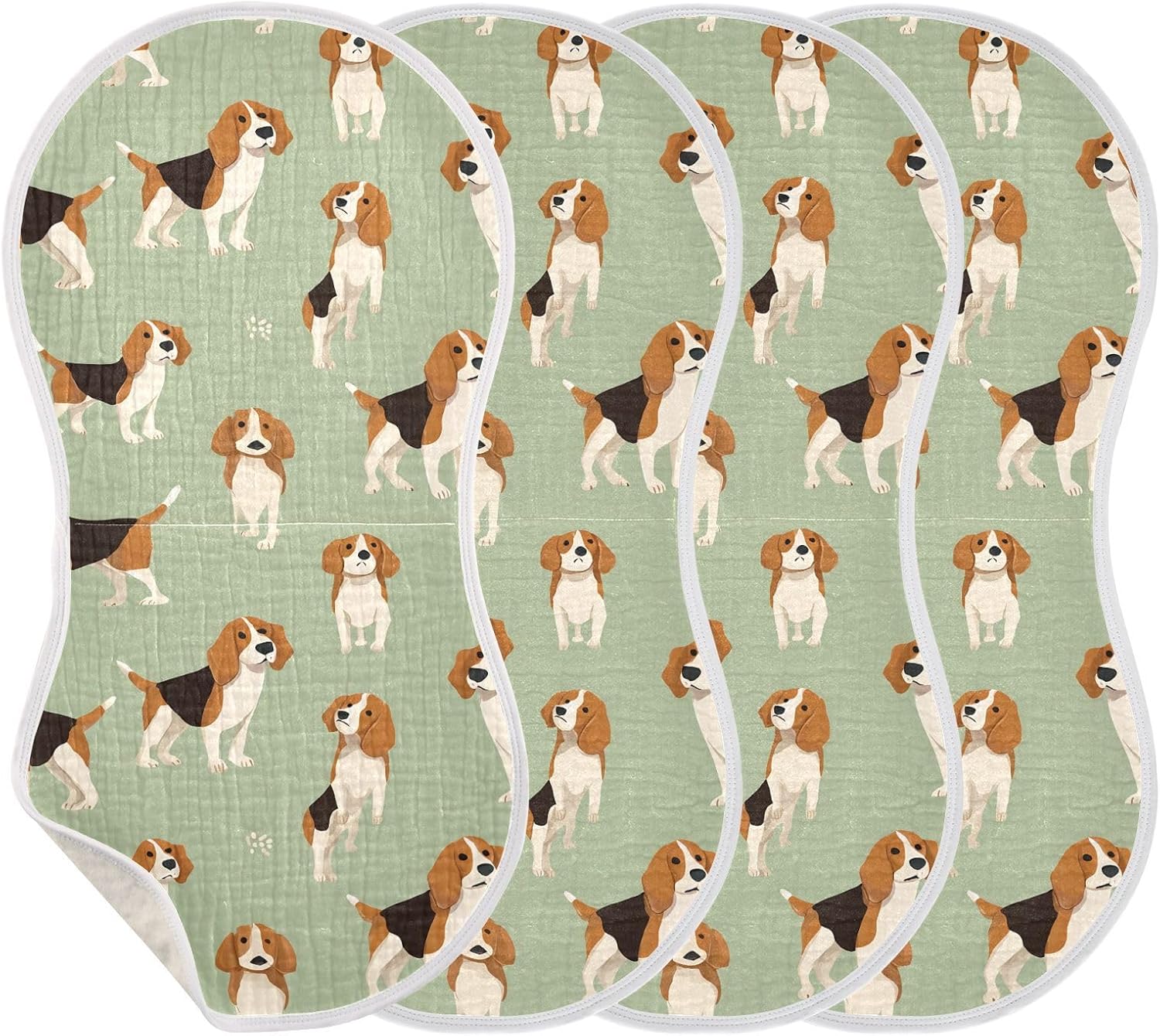 Cute Black Brown Dogs Pattern Art Baby Burp Cloths -4Pcs Soft Absorbent Muslin Washcloths Bibs Face Towel for Newborn Boys Girls 22 x 11 Inch