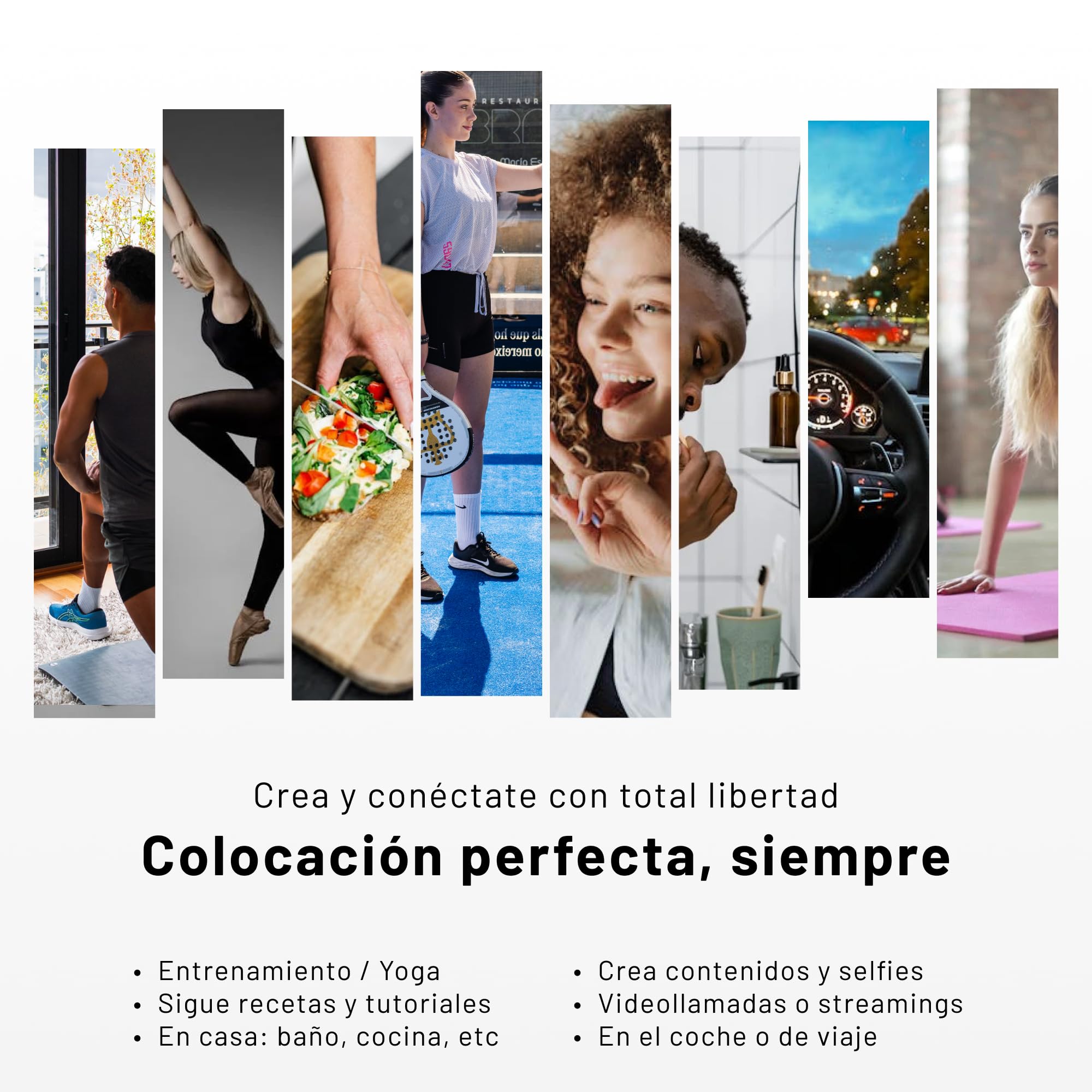 Ventosa Movil, Soporte Magnetico Movil Coche, Espejo Ducha, Soporte Magsafe Compatible con iPhone, Android y Tablets, Ideal para Fitness, Yoga, Selfies, Padel, Incluye Anillo Adaptador
