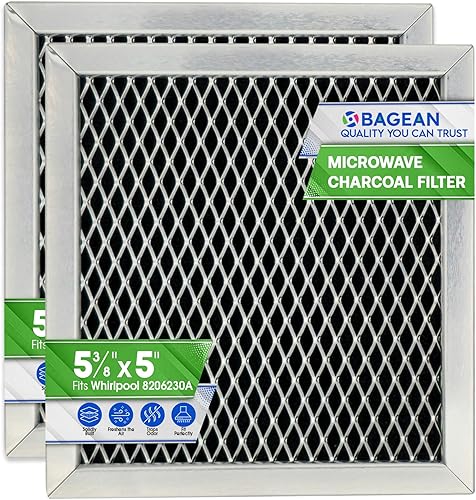Filtro de carbón para microondas de 5.35 x 5.03 pulgadas para reemplazo de filtro de microondas Maytag y Whirlpool 8206230A Filtro de carbono