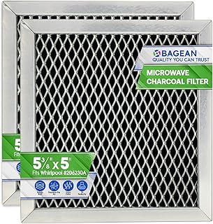 Microwave Charcoal Filter 5.35” x 5.03” for 8206230A Maytag and Whirlpool Microwave Filter Replacement - Carbon Filters Freshens and Filters Kitchen Air in Over the Range Oven Vent Fan (2-Pack)
