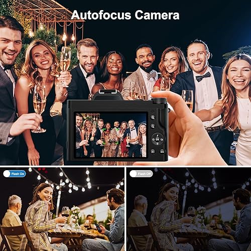 Miniatura 5 de Cámara digital 5K, cámara WiFi para vlogging con tarjeta SD de 32G, cámara compacta de enfoque automático de 48 MP, cámara de viaje de