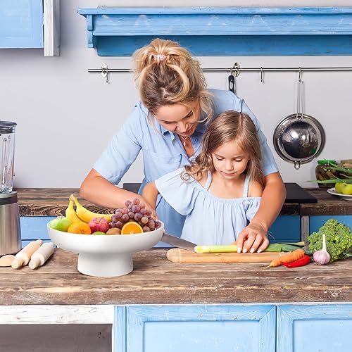 Miniatura 8 de Veemoon Frutero de plástico con patas altas, pedestal frutero de drenaje para sala de estar, mesa de comedor, soporte de almacenamiento de pasteles